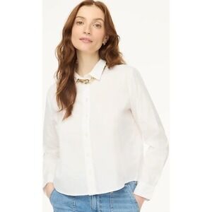 J Crew White Button Down Shirt Long Sleeve Collared Top Size M NWT $80